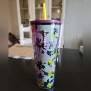Starbucks Floral Tumbler with Straw